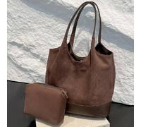 Shein Set de 2 piezas con monedero y bolso de tote, bolso grande de patchwork de varios materiales, bolso de tote casual de ante vintage con estampado de le