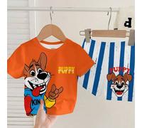Shein Set de 2 piezas con sudadera informal para niño pequeño con estampado de cachorrito rey y textos "Puppy Call Me Next", "Puppy Be Your Own Sun"; y cami