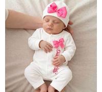Shein Set de 2 piezas Conjunto de ropa para recién nacidos para salir del hospital Pelele de fotografía para bebé niña con bordado y mono con sombrero de la
