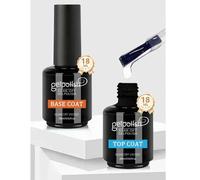 Shein Set de 2 piezas de 18ml de base y capa superior sin necesidad de limpiar - Acabado brillante de larga duración, removible para lámpara de uñas LED, cr