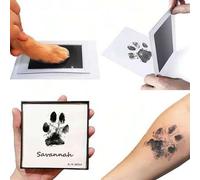 Shein Set de 2 piezas de almohadilla de tinta y papel de tinta sin contacto, adecuado para huellas de animales, huellas de manos y recuerdos de mascotas, se