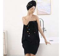 Shein Set de 2 piezas de bata de baño y gorro de baño suave y acogedor con bordado y lazo decorativo, regalo de San Valentín, cumpleaños, para novia/novio,