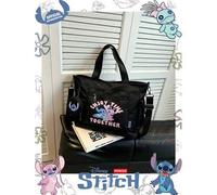 Shein Set de 2 piezas de bolso tote con estampado de texto Disney Stitch & Angel disfrutando tiempo juntos, incluye monedero, ideal para el trabajo, viajes,
