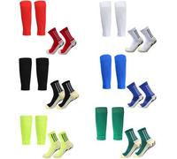 Shein Set de 2 piezas de calcetines deportivos antideslizantes con protectores de espinilla acolchados, adecuados para niños y niñas de 10 a 18 años para ac