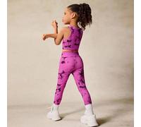 Shein Set de 2 piezas de conjunto de yoga con estampado de teñido anudado, top de tirantes y leggings para niñas, conjunto a juego, de vuelta al colegio