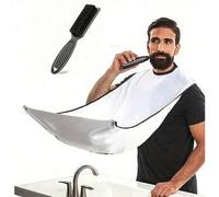 Shein Set de 2 piezas de herramientas de belleza para afeitado y peinado para salón y hogar, capa babero blanca para barba, cortadora de pelo, cepillo de li