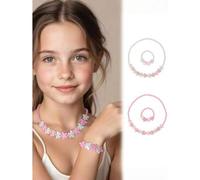Shein Set de 2 piezas de joyas con brazalete y collar con cuentas con diseño de mariposa, un regalo atractivo para niñas en cumpleaños y días festivos