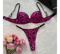 Shein Set de 2 piezas de lencería con sujetador de tirantes finos y tanga en estampado de leopardo