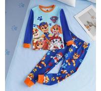 Shein Set de 2 piezas de pijama informal para niño pequeño con estampado de perro, camiseta de manga larga de cuello redondo y pantalones, cómodo y elástico