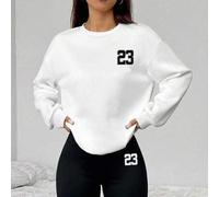 Shein Set de 2 piezas de sudadera de cuello redondo holgada y pantalones ajustados tipo leggings, No 23, ropa urbana, vintage, de vuelta al colegio, retro,