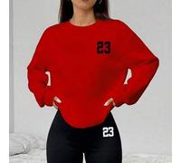 Shein Set de 2 piezas de sudadera de cuello redondo holgada y pantalones ajustados tipo leggings, No. 23, ropa urbana, vintage, de vuelta al colegio, retro,