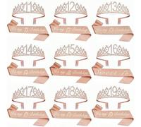 Shein Set de 2 piezas: faja y tiara de cumpleaños para mujer, incluye corona de cumpleaños "Es mi cumpleaños" de 11th, 12th, 13th, 14th, 15th, 16th, 17th, 1