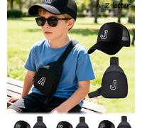 Shein Set de 2 piezas: Gorra de béisbol y monedero con letra A-Z personalizada para niños, gorra ajustable con protección solar, bolsa de pecho estilo Y2K p