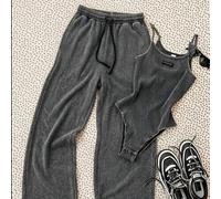 Shein Set de 2 piezas para adolescentes: Body con estampado de copos de nieve negro para primavera y verano con bordado en inglés "New York" y Leggings esti