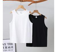 Shein Set de 2 piezas Parte superior de punto de unicolor cómoda y casual para niño preadolescente, para la escuela, el campus, la universidad