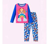 Shein Set de 2 piezas Paw Patrol para niñas, pijamas y ropa de estar en casa, camiseta de manga larga y pantalones con estampado de cachorros de dibujos ani