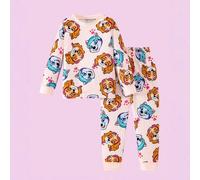 Shein Set de 2 piezas Pijama de Paw Patrol para niñas, ropa de estar en casa, camiseta de manga larga con cuello redondo y estampado de perro de dibujos ani