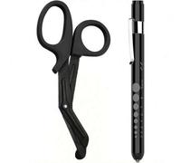 Shein Set de 2 piezas que incluye 1 linterna médica y 1 tijera de trauma de 6 pulgadas, adecuado para técnicos médicos de emergencia, ideal para la temporad