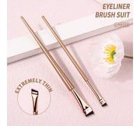Shein Set de 2 pinceles súper finos para delineador de ojos, pincel portátil para cejas, herramienta cosmética multifuncional, pincel para cejas, pincel par