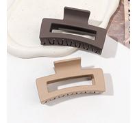 Shein Set de 2 pinzas cuadradas de color café mate de tamaño mediano, adecuadas para uso diario/trabajo/viaje, regalo para amigos, accesorios de cabello cas