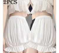 Shein Set de 2 shorts bloomers de unicolor con lazo dulce para mujer, shorts delgados para el verano para evitar que se levante la falda