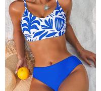 Shein Set de 2 trajes de baño casuales de mujer, estilo minimalista para playa, fiesta de piscina, vacaciones, primavera y verano