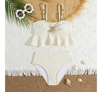 Shein Set de 2 trajes de baño de unicolor lindos para chica joven, traje de baño de playa de verano