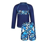 Shein Set de 2 Trajes de baño para niños preadolescentes. Parte delantera con estampado / Pantalones cortos con estampado aleatorio. El traje de baño de man