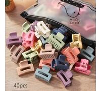 Shein Set de 20-40 pinzas para el cabello cuadradas, lindas y mate para niñas, garras huecas de 2 cm de alto para coleta, en colores surtidos