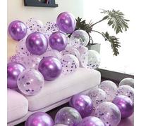Shein Set de 20 globos de látex metálicos, que incluye 10 globos morados metálicos de 10 pulgadas y 12 globos transparentes morados con lentejuelas de 12 pu
