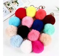 Shein Set de 20 llaveros de pompón esponjoso de 8 cm de estilo unisex, combinación de colores aleatorios, regalo para amigos, adorno de bolso, llavero, rega