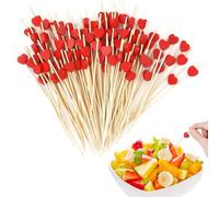 Shein Set de 200/100/80/50/30/20 Piezas de Palillos con forma de corazón rojo, palillos para frutas, palillos para postres, aperitivos, brochetas de frutas,