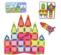 Shein Set de 25/40 piezas de bloques de construcción magnéticos en miniatura, con caja de lata de hierro para transportar fácilmente, de colores brillantes