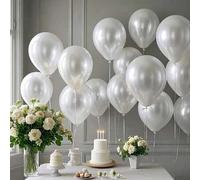 Shein Set de 25 globos de color blanco perla, muy adecuados para cumpleaños, bodas, Día de San Valentín, Acción de Gracias, Día de la Madre, Halloween, Navi