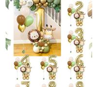 Shein Set de 25 piezas Decoración de fiesta de cumpleaños estilo selva y animales salvajes, incluyendo globos de animales con forma de cabeza de león y jira