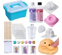 Shein Set de 26 piezas de Juego de Manualidades Suave y Esponjoso, Silicona Líquida AB 1:1 con 4 moldes, Adecuado para hacer juguetes esponjosos súper suave