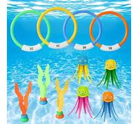 Shein Set de 3/4/11 piezas de juguetes de buceo submarino para niños - Incluye aros de buceo de colores, pulpo, algas y otros juguetes que se hunden en el a