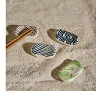 Shein Set de 3/4/5 piezas de posavasos de cerámica de estilo aleatorio, diseño ovalado y minimalista, soporte para palillos, cajón de almacenamiento de uten