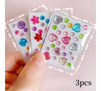 Shein Set de 3/5/10 cajas de almacenamiento + 50 pegatinas mini no adhesivas de conejo/gato/caramelo, pegatinas decorativas de gemas acrílicas, gemas mini m