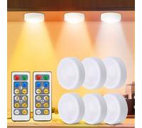 Shein Set de 3 a 6 piezas Luces LED para gabinete con control remoto, luz de 3 colores, temporizador, regulación de intensidad, lámpara tipo puck, alimentac