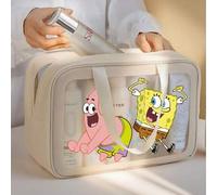 Shein Set de 3 bolsas de aseo de viaje impermeables con estampado de Bob Esponja, bolsa de cosméticos grande y portátil con diseño de Patricio estrella, ade