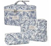 Shein Set de 3 bolsas de maquillaje, bolsa de cosméticos de viaje, bolsa de tocador multifuncional, estuche organizador portátil para mujeres y hombres, par