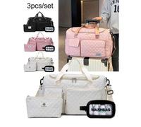 Shein Set de 3 bolsas de viaje, bolsa para zapatos multifuncional y multipropósito con separación de seco y húmedo, bolsa de aseo, bolsa de cosméticos, bols