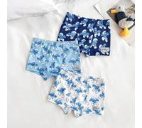 Shein Set de 3 calzoncillos tipo bóxer informales con estampado de dibujos animados de los Pitufos en azul marino, azul bebé y blanco, suaves y cómodos para
