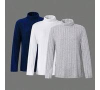 Shein Set de 3 camisetas de punto de cuello alto ajustadas de estilo básico casual