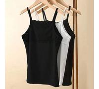 Shein Set de 3 camisetas de tirantes finos de modal para mujer, camisetas sin mangas de encaje de verano, camisetas ajustadas para usar como capa