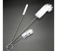 Shein Set de 3 cepillos de limpieza de pajitas de acero inoxidable con mango largo - Cerdas duras para una limpieza profunda, incluye anillo para un almacen
