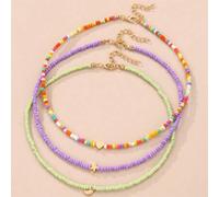 Shein Set de 3 collares con cuentas con diseños de estrellas, lunas y corazones, adecuado para vacaciones, uso casual y decoración diaria para niñas
