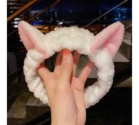 Shein Set de 3 diademas con diseño de gato, diadema de felpa coral, diadema con lazo suave y lindo, diadema para lavarse la cara, maquillaje, accesorios par