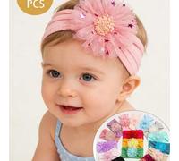 Shein Set de 3 diademas florales para niñas bebés, aptas para 0-4 años, diademas con flores de encaje y malla, accesorios de ropa de primavera/verano para b